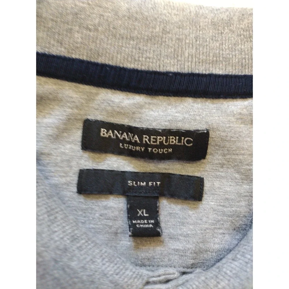 Banana Republic Polo Shirt Men's XL Gray‎ Luxury Touch Standard Fit Short Sleeve